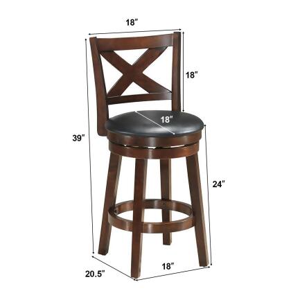 Costway Set of 2 Bar Stools 24'' Height Wooden Swivel Backed Dining Chair Home Kitchen Cross Back alternate image
