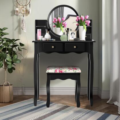 Costway Makeup Vanity Table Drawers Oval Dressing Table Kids Gift alternate image