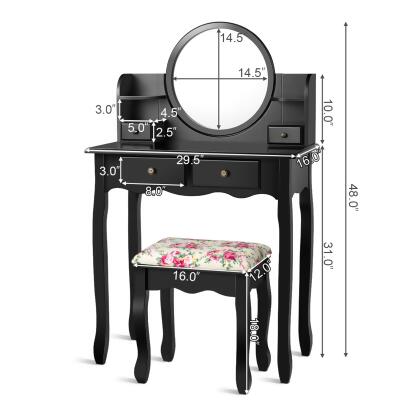 Costway Makeup Vanity Table Drawers Oval Dressing Table Kids Gift alternate image