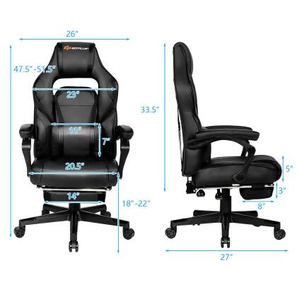 Goplus Massage Gaming Chair Reclining Racing Computer Office Chair with Footrest White\ Black\Blue\Red alternate image