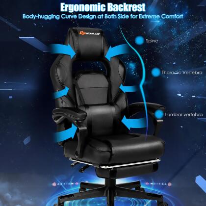 Goplus Massage Gaming Chair Reclining Racing Computer Office Chair with Footrest White\ Black\Blue\Red alternate image