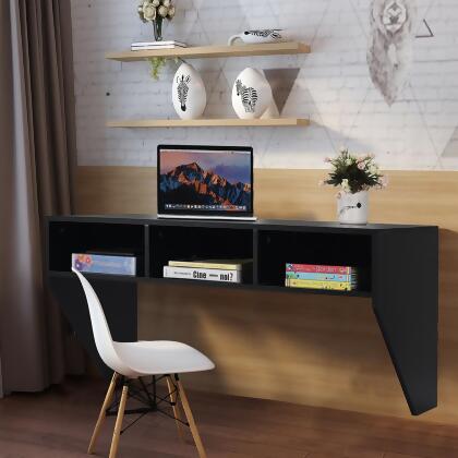 Costway Wall Mounted Floating Computer Table Sturdy Desk Home Office Furni Storag Shelf alternate image