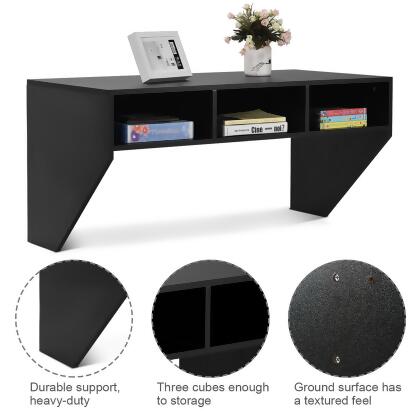 Costway Wall Mounted Floating Computer Table Sturdy Desk Home Office Furni Storag Shelf alternate image