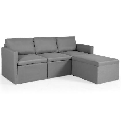 Costway Convertible Sectional Sofa L-Shaped Couch w/Reversible Chaise Dark Grey\Green\Light Grey alternate image