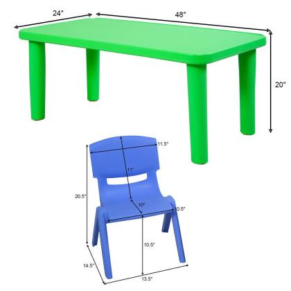 Costway Kids Plastic Table and 4 Chairs Set Colorful Play School Home Fun Furniture alternate image