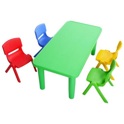 Costway Kids Plastic Table and 4 Chairs Set Colorful Play School Home Fun Furniture alternate image