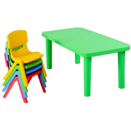 Costway Kids Plastic Table and 4 Chairs Set Colorful Play School Home Fun Furniture alternate image