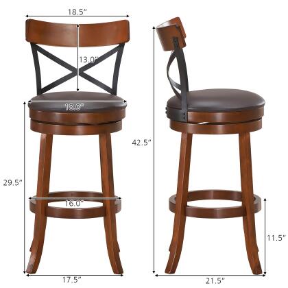 Costway Set of 4 Bar Stools Swivel 29.5'' Dining Bar Chairs with Rubber Wood Legs alternate image