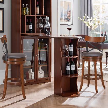 Costway Set of 4 Bar Stools Swivel 29.5'' Dining Bar Chairs with Rubber Wood Legs alternate image