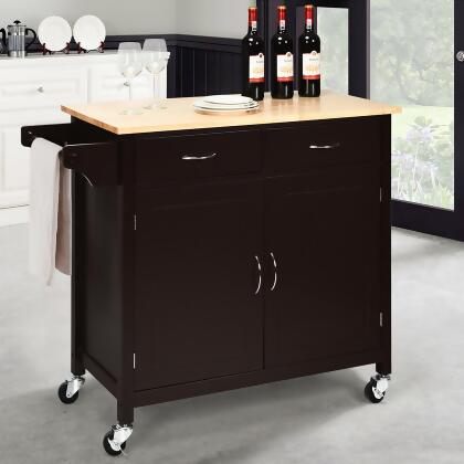 Costway Modern Rolling Kitchen Cart Island Storage Trolley Cabinet Utility for Home Hotel Kitchen w/Solid Wood Top alternate image