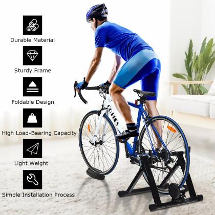 costway bike trainer folding bicycle indoor exercise training stand