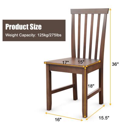 Costway Set of 2 Dining Chair Brown Kitchen Spindle Back Side Chair with Solid Wooden Legs alternate image