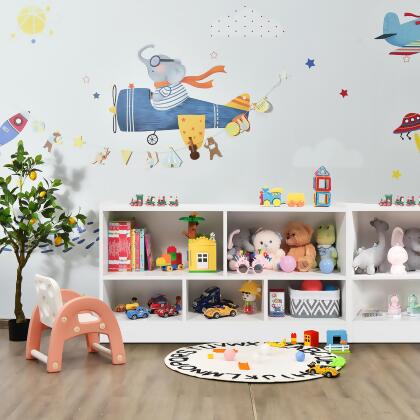 Costway Kids 2-Shelf Bookcase 5-Cube Wood Toy Storage Cabinet Organizer alternate image