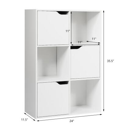 Costway 6 Cube Bookcase Cabinet Wood Bookcase Storage Shelves Room Divider Organization alternate image