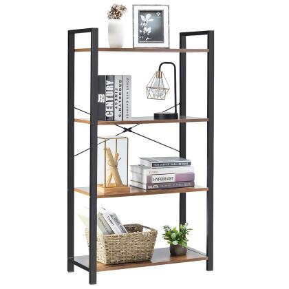 Costway 4-Tier Bookshelf Industrial Bookcase Diaplay Shelf Storage Rack Rustic Brown\Black alternate image