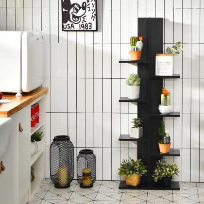 Costway 8-shelf Bookcase Freestanding Tree shelf Display Storage Stand Black\White alternate image