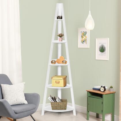 Costway 5 Tier Corner Ladder Shelf Floor Stand Shelves Bookshelf Display Bookcase alternate image