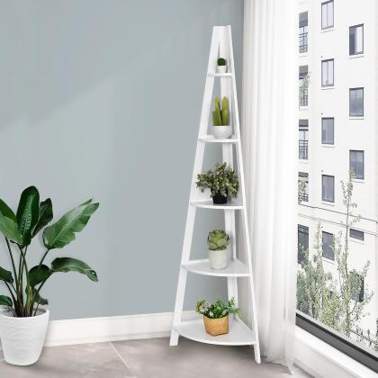 Costway 5 Tier Corner Ladder Shelf Floor Stand Shelves Bookshelf Display Bookcase alternate image