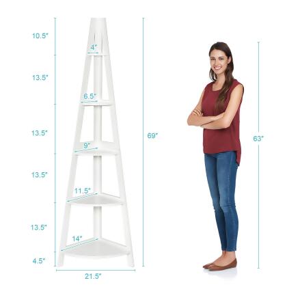 Costway 5 Tier Corner Ladder Shelf Floor Stand Shelves Bookshelf Display Bookcase alternate image