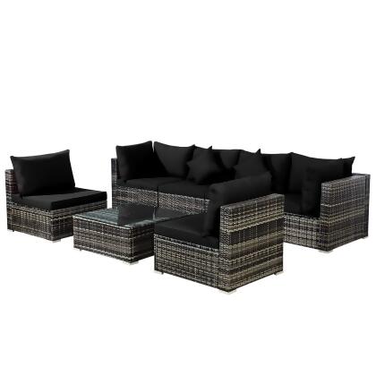 7PCS Patio Rattan Furniture Set Sectional Sofa Garden Cushion alternate image
