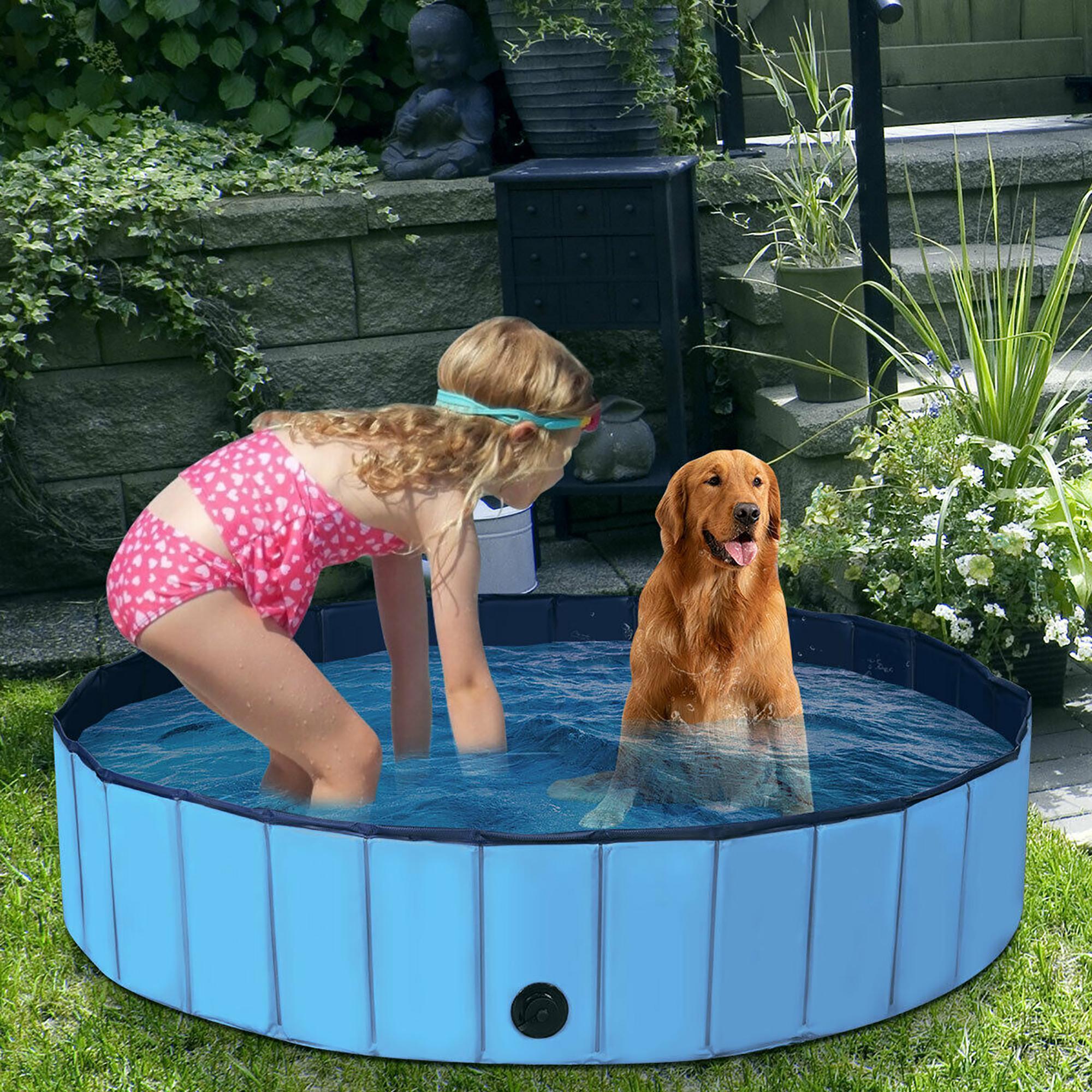 55'' Foldable Dog Pet Pool Kiddie Bathing Tub Indoor Outdoor Leakproof Portable alternate image