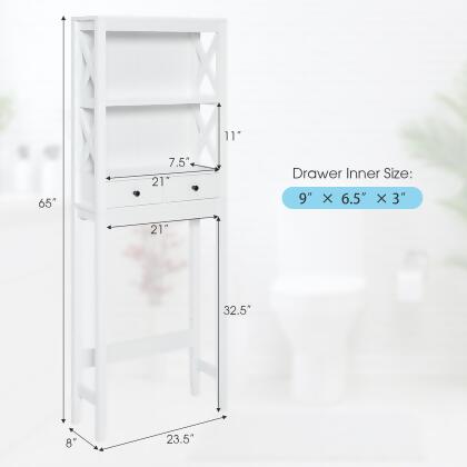 Costway Over the Toilet Storage Rack Bathroom Space Saver w/ 2 Open Shelves & Drawers alternate image