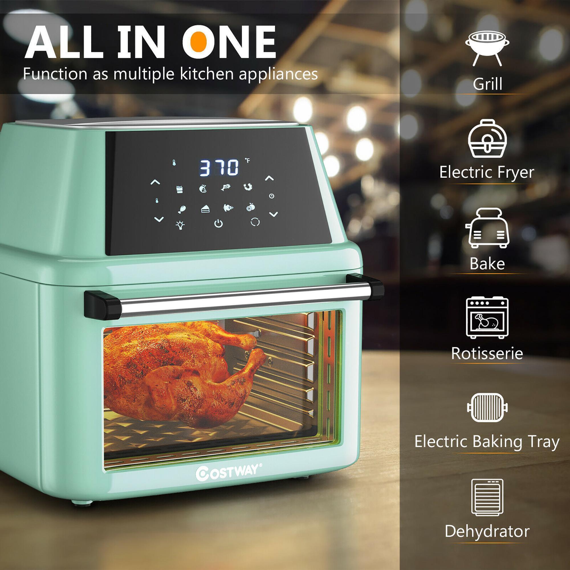 Costway 19 QT Multi-functional Air Fryer Oven Dehydrator Rotisserie w/Accessories White\Green\Red alternate image