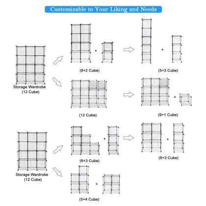 Costway 12 Cube Grid Wire Organizer Wardrobe Shelves Bookcase DIY alternate image