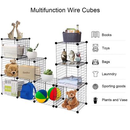 Costway 12 Cube Grid Wire Organizer Wardrobe Shelves Bookcase DIY alternate image