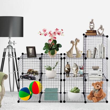 Costway 12 Cube Grid Wire Organizer Wardrobe Shelves Bookcase DIY alternate image