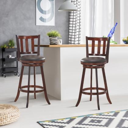 Costway Set of 2 29.5'' Swivel Bar stool Leather Padded Dining Kitchen Pub Bistro Chair High Back alternate image