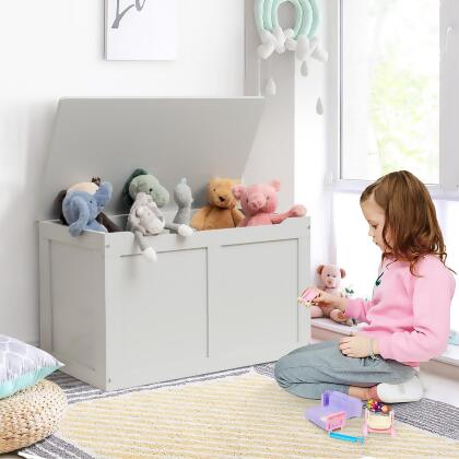 Costway Wooden Toy Box Kids Storage Chest Bench W/ Flip-Top Lid & Safety Hinge alternate image