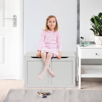 Costway Wooden Toy Box Kids Storage Chest Bench W/ Flip-Top Lid & Safety Hinge alternate image