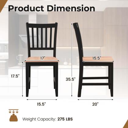 Set of 4 Dining Chair Kitchen Black Spindle Back Side Chair with Solid Wooden Legs alternate image