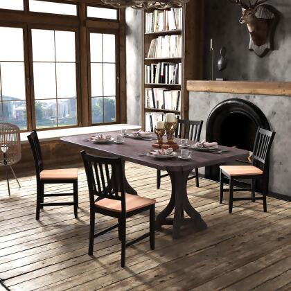 Set of 4 Dining Chair Kitchen Black Spindle Back Side Chair with Solid Wooden Legs alternate image