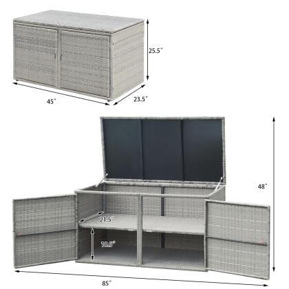 Costway 88 Gallon Garden Patio Rattan Storage Container Box Bin Shelf alternate image