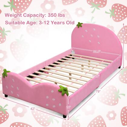 Costway Kids Children Upholstered Platform Toddler Bed Bedroom Furniture Berry Pattern alternate image