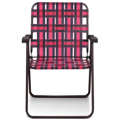 Costway 2/4/6 PCS Folding Beach Chair Camping Lawn Webbing Chair Lightweight 1 Position Red alternate image