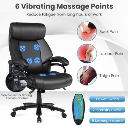 Costway Big and Tall Office Chair 500lbs with 6-Point Massage Wide Seat & Padded Armrests alternate image