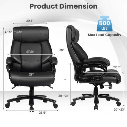 Costway Big and Tall Office Chair 500lbs with 6-Point Massage Wide Seat & Padded Armrests alternate image