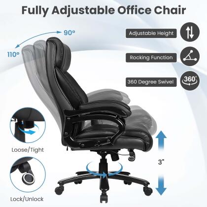 Costway Big and Tall Office Chair 500lbs with 6-Point Massage Wide Seat & Padded Armrests alternate image