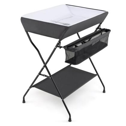 Costway Baby Infant Changing Table Folding Diaper Station Nursery with Storage Gray/Black alternate image