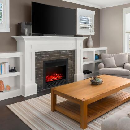 Costway 28.5" Fireplace Electric Embedded Insert Heater Glass Log Flame Remote alternate image
