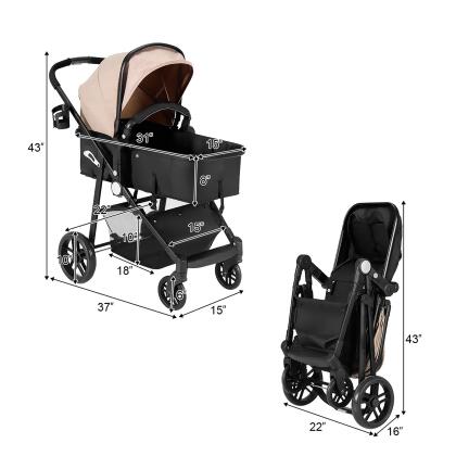 Costway Foldable Baby Stroller 2 in1 Newborn Infant Travel Buggy Pushchair Coffee alternate image
