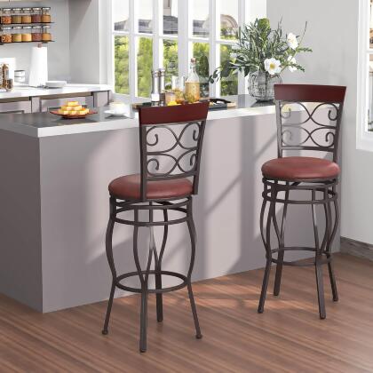 Costway Set of 2 Vintage Bar Stools 30" Swivel Padded Seat Bistro Dining Kitchen Pub Chair alternate image