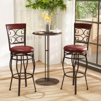 Costway Set of 2 Vintage Bar Stools 30" Swivel Padded Seat Bistro Dining Kitchen Pub Chair alternate image