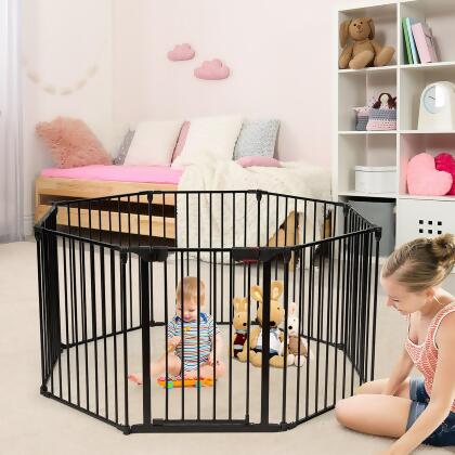 Costway 8 Panel Baby Safe Metal Gate Play Yard Barrier Pet Fence Adjustable alternate image