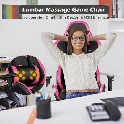 Goplus Massage Gaming Chair Reclining Swivel Racing Office Chair with Footrest alternate image