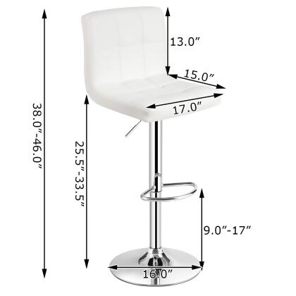 Costway Set of 2 Adjustable Bar Stools PU Leather Swivel Kitchen Counter Pub Chair White alternate image