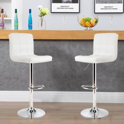 Costway Set of 2 Adjustable Bar Stools PU Leather Swivel Kitchen Counter Pub Chair White alternate image